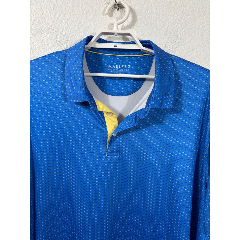 MAELREG Performance Polo Mens 3XL Blue Marlin Fish Print‎ Golf Shirt - Picture 2 of 10